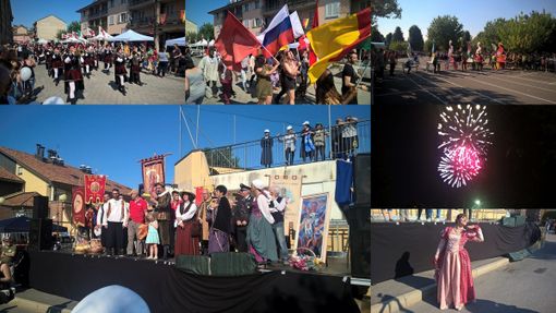 Un collage di immagini delle passate edizioni del Palio della Gru