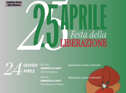 La locandina degli eventi organizzati a Venaria per il 25 Aprile