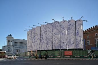 Roma, silos cantiere piazza Venezia Metro C diventano 'tele' d'arte contemporanea