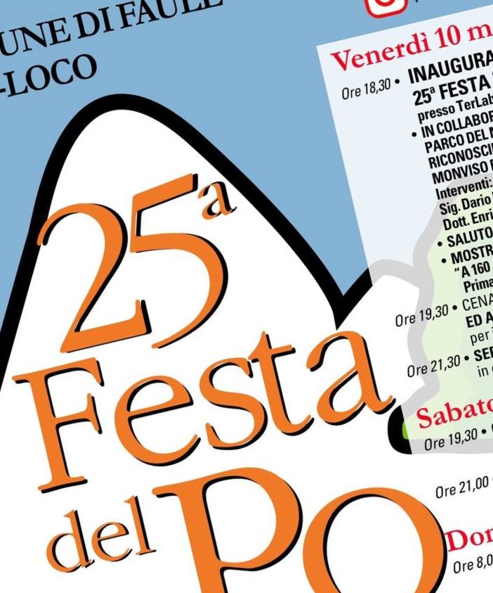 Da venerdì 10 a domenica 12 maggio è XXV Festa del Po a Faule