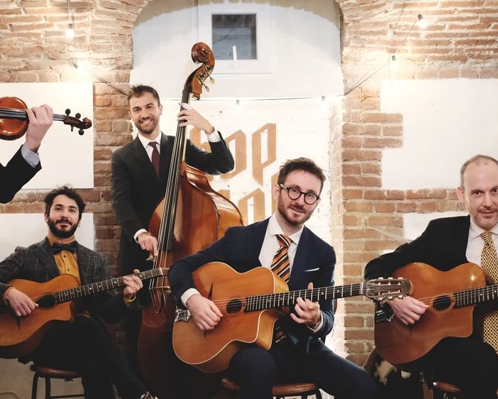 La formazione dell'Hot club Turin all'osteria Rabezzana