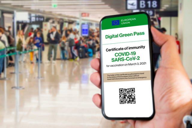 persona che regge un green pass