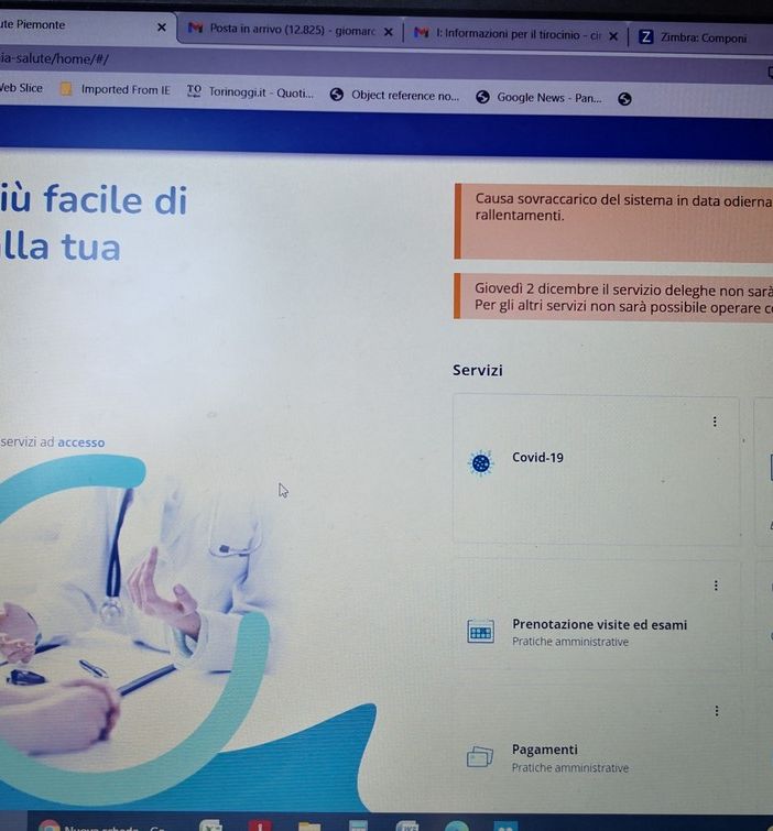 &quot;Oggi i servizi di SalutePiemonte.it potrebbero subire rallentamenti&quot;