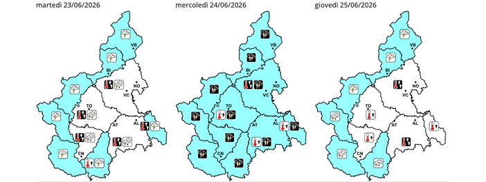 Allerta gialla sul Piemonte: domani previsti temporali anche di forte intensità Allerta gialla sul Piemonte: domani previsti temporali anche di forte intensità