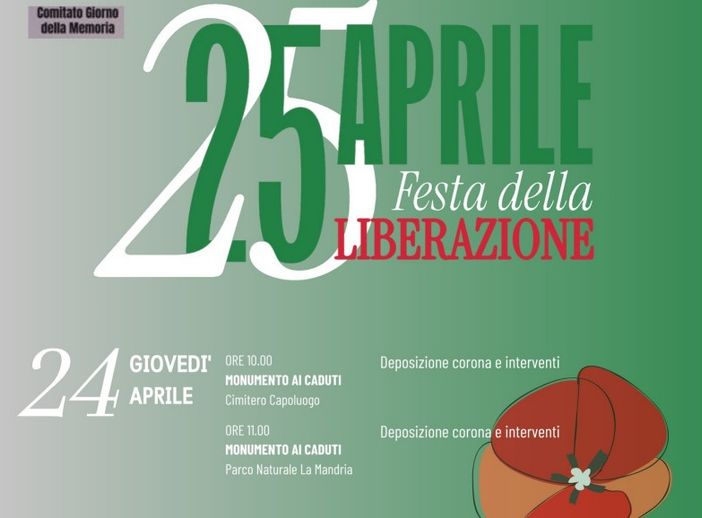 La locandina degli eventi organizzati a Venaria per il 25 Aprile