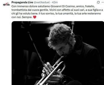 'Propaganda Live', è morto il trombettista Giovanni Di Cosimo: aveva 61 anni 'Propaganda Live', è morto il trombettista Giovanni Di Cosimo: aveva 61 anni