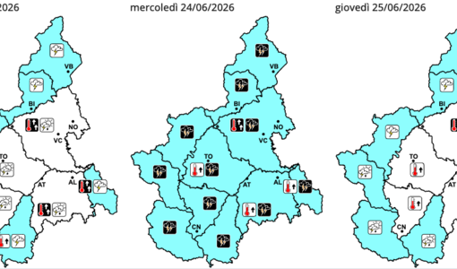 Allerta gialla sul Piemonte: domani previsti temporali anche di forte intensità