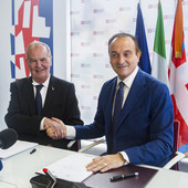 Il ministro Calderoli insieme al presidente Cirio