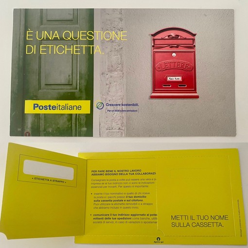 Poste Italiane, arriva anche a Torino e provincia l'iniziativa "Etichetta la cassetta" Poste Italiane, arriva anche a Torino e provincia l'iniziativa "Etichetta la cassetta"