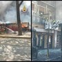 Roma, bus in fiamme sulla Prenestina: vetri rotti e facciata annerita