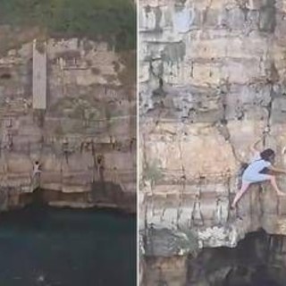 Paura a Polignano a Mare, turista resta bloccata sulla scogliera di Lama Monachile: voleva fare una foto