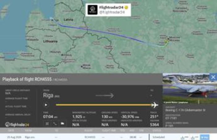 Russia, media: aereo militare Usa atterrato a Mosca, dal Cremlino nessuna informazione