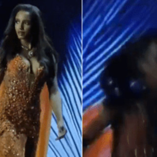 Incidente a Miss Universo, cade dalla passerella e finisce in barella Incidente a Miss Universo, cade dalla passerella e finisce in barella