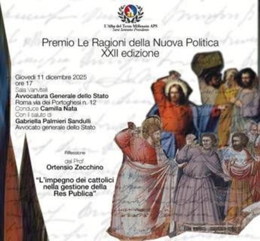 Premio 'Ragioni della nuova politica', oggi la cerimonia della XXII edizione