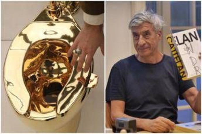 Il wc d'oro da 12,1 milioni di dollari di Cattelan sarà esposto in un museo Il wc d'oro da 12,1 milioni di dollari di Cattelan sarà esposto in un museo