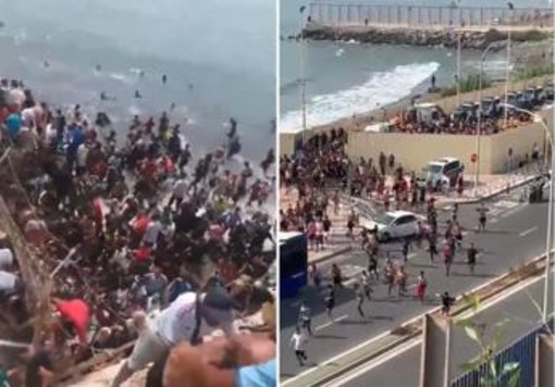 Spagna, emergenza migranti a Ceuta: migliaia entrano dal Marocco in poche ore Spagna, emergenza migranti a Ceuta: migliaia entrano dal Marocco in poche ore