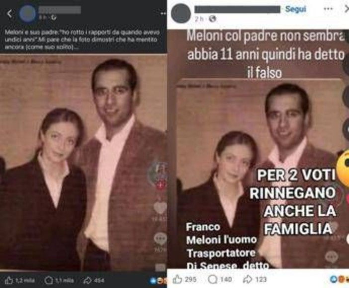 Sul web foto Meloni con il 'padre', Squarta (FdI): "È falso quell'uomo sono io"
