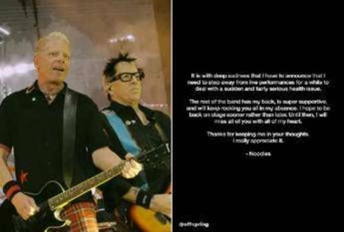 The Offspring, il chitarrista Noodles si ferma: "Ho un problema di salute"